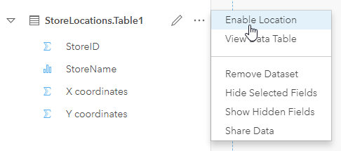 Enable Location on a dataset