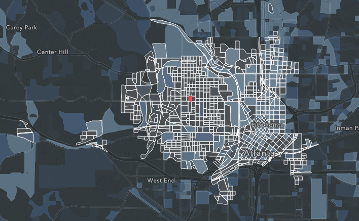 Census blocks reachable within 30 minutes for a 6:30 AM start time