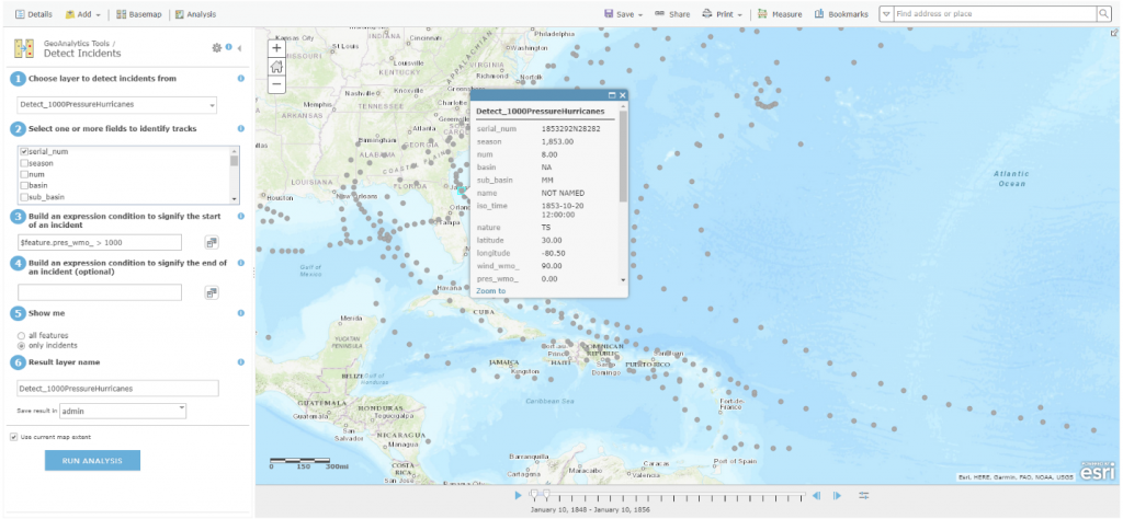 The Detect Incidents tool in ArcGIS GeoAnalytics Server