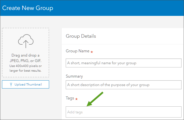 Create group tag input