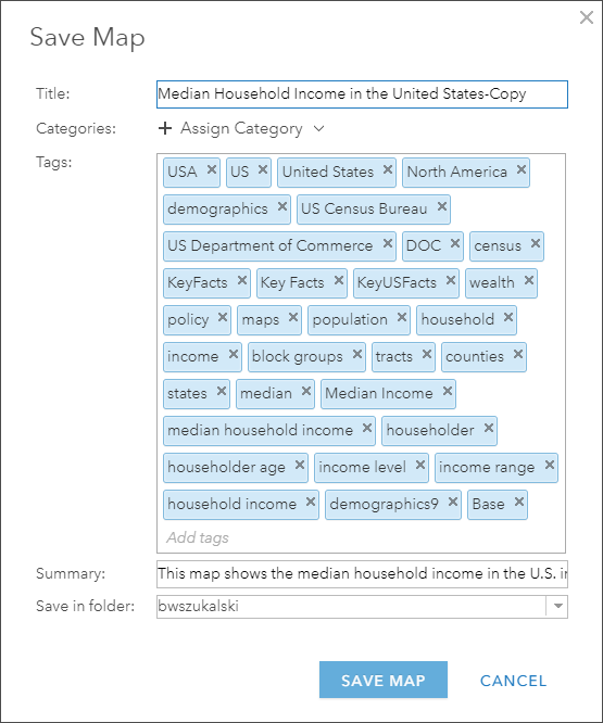 Tags in the Median Household Income map