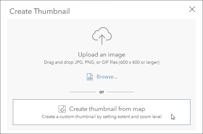 Create Thumbnail dialog Create Thumbnail dialog