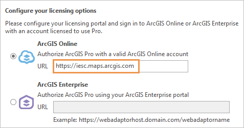 The new URL in the Licensing dialog box.