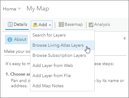 Add from Living Atlas Add from Living Atlas