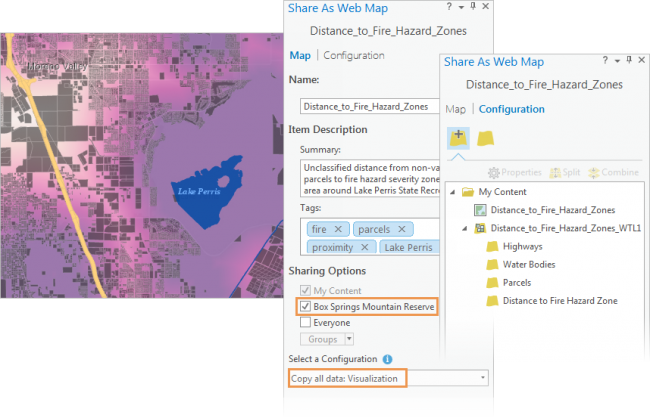 Map configured for sharing