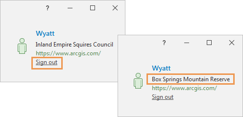 ArcGIS Pro sign-in status