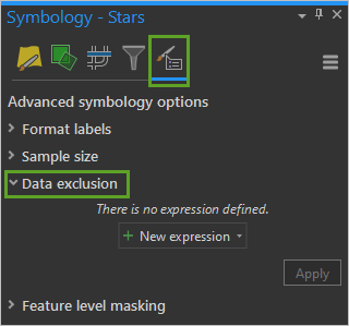 Data exclusion on the Advanced symbology options tab