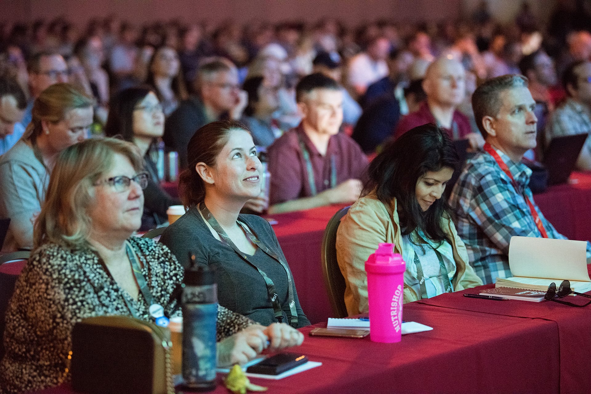 Audience members watch the Dev Summit keynote