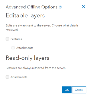 Advanced Offline Options set for upload only