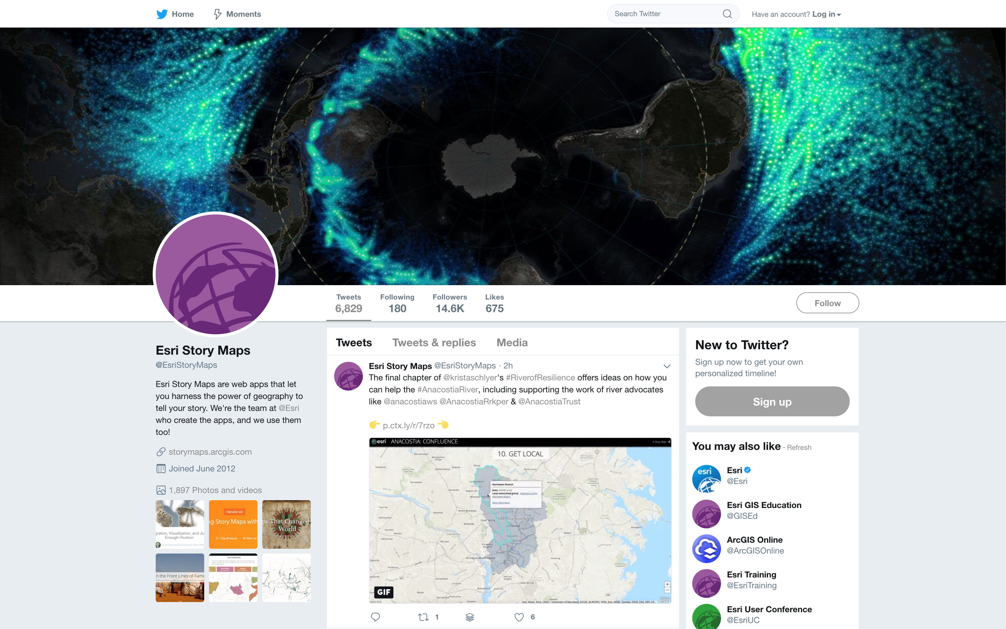 The Esri Story Maps Twitter feed