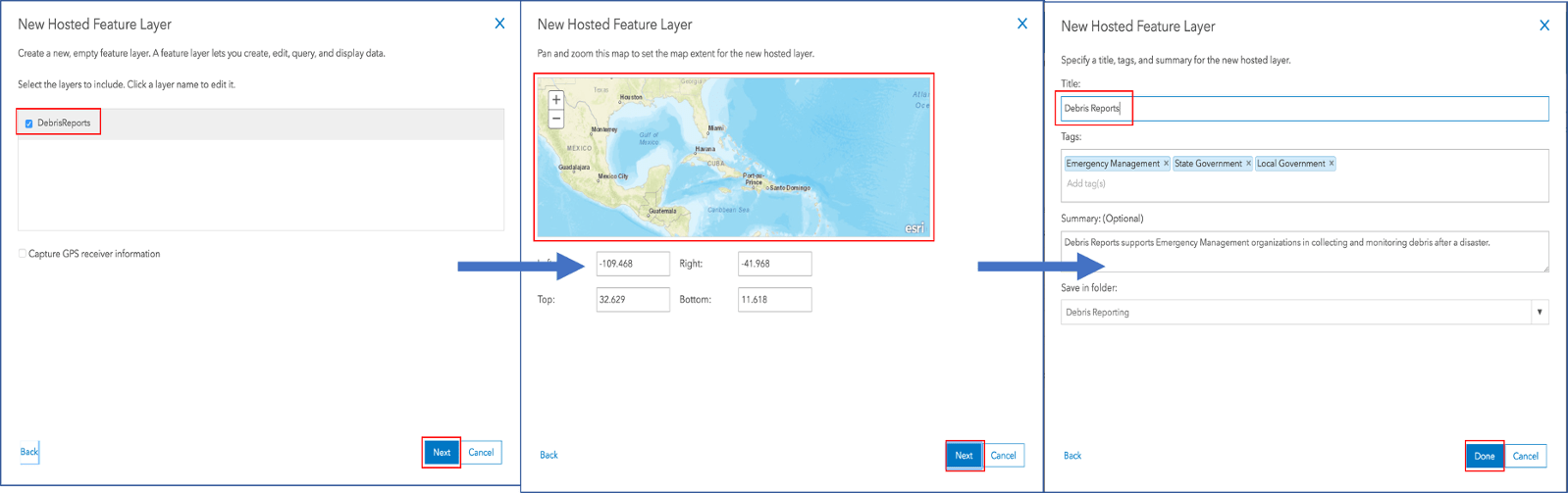 Finish making a debris reports layer