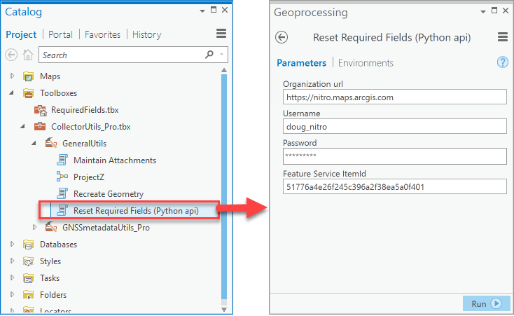 Required fields using Geoprocessin