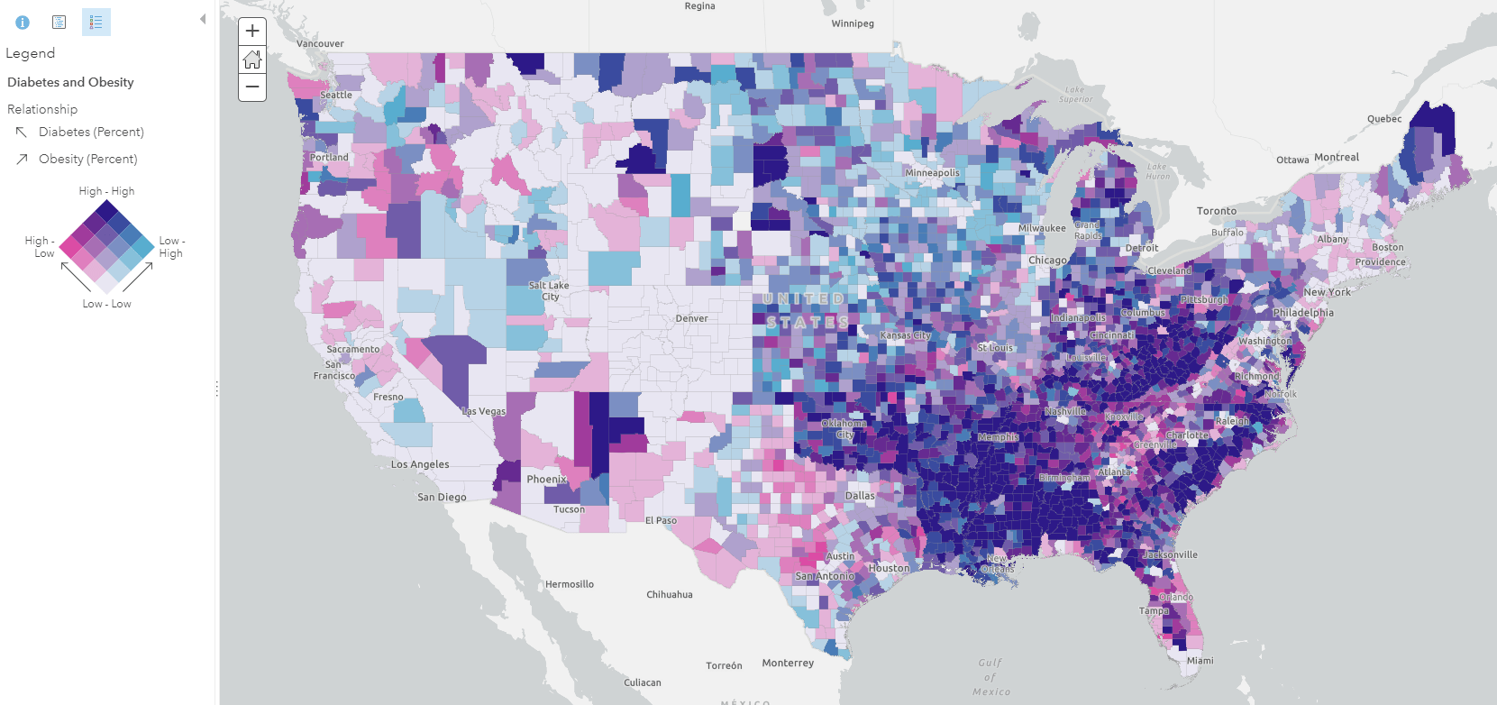 diabetes and obesity relationship map