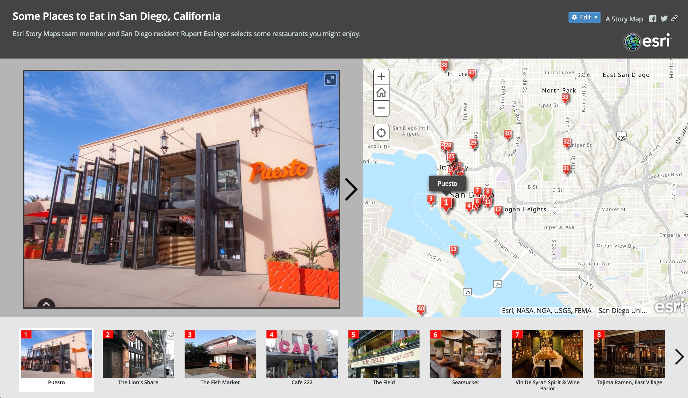 Some Places to Eat in San Diego story map Some Places to Eat in San Diego story map