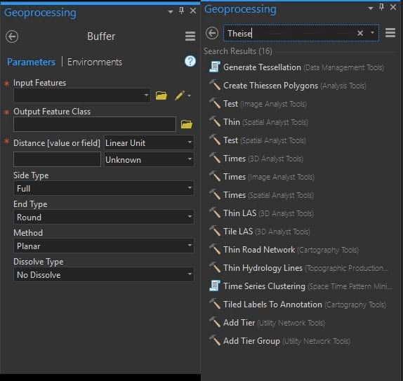 Geoprocessing pane and search results Geoprocessing pane and search results