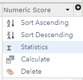 Statistics option that appears when clicking on field header in the Map Viewer.