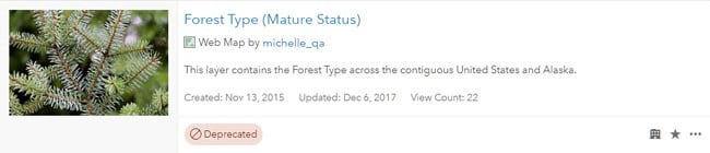 Item search showing deprecated badge Item search showing deprecated badge