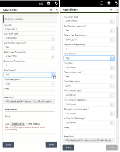 A smart form set up for the Hosted Stormwater Configuration using the Smart Actions capability in Smart Editor.