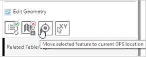 Select the GPS button to move the feature to current GPS location.