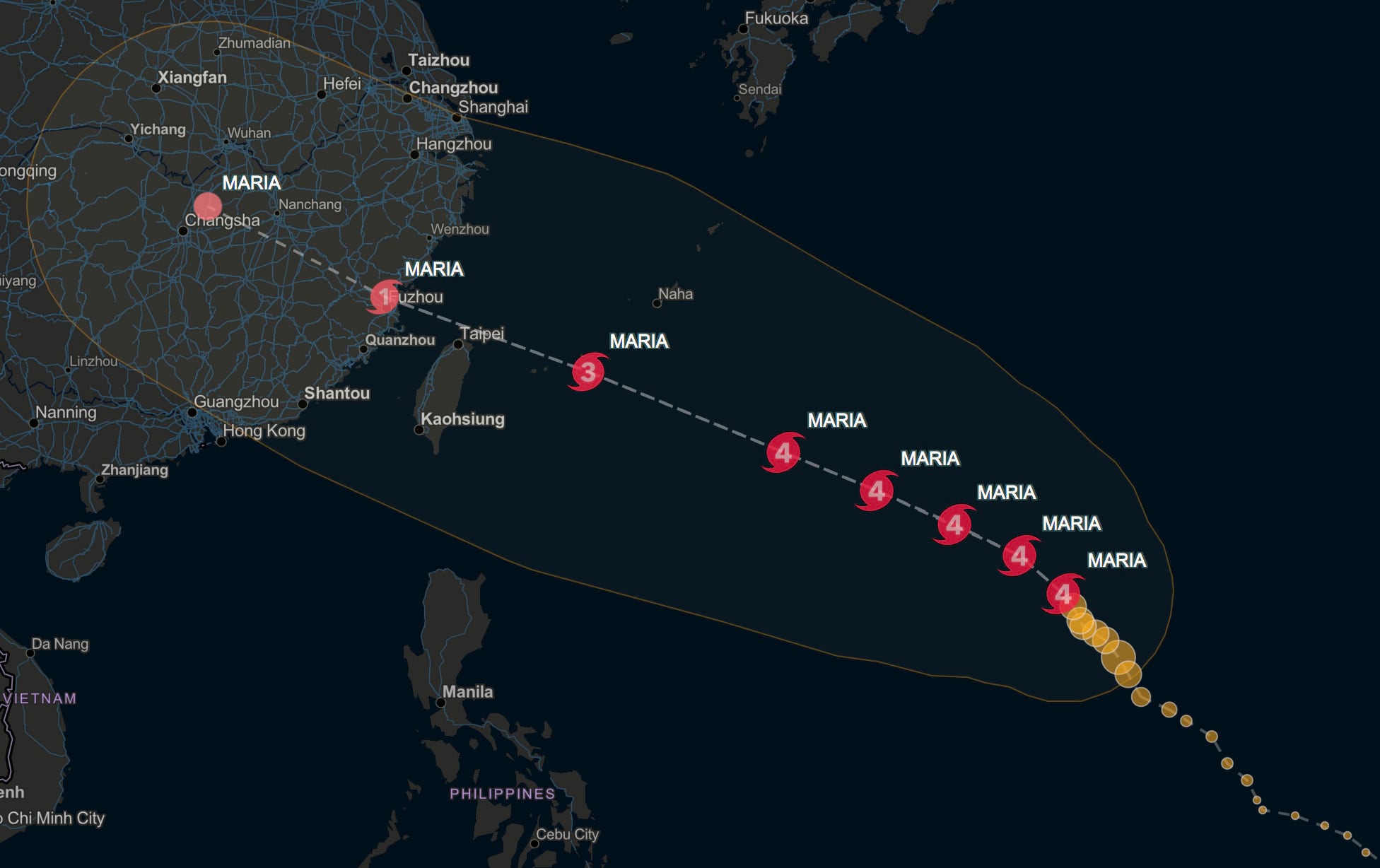 active hurricanes with custom symbols