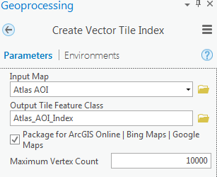 create vector tile index tool dialog