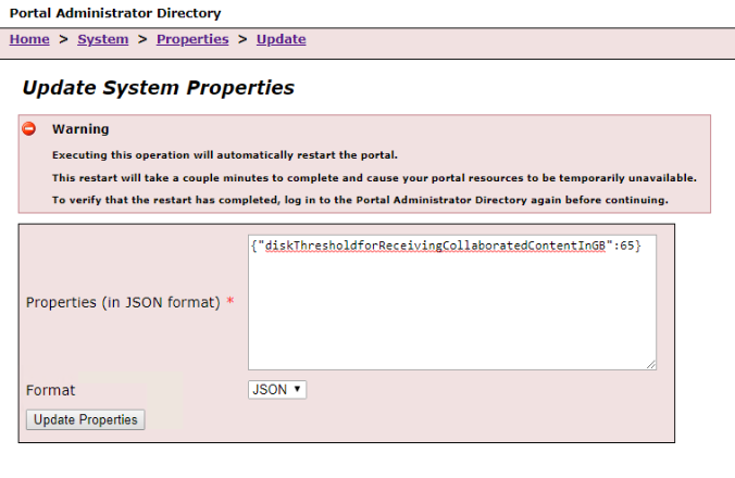 Customizing the disk space threshold for collaborated content