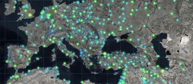 Glowing firefly symbology on dark imagery basemap Glowing firefly symbology on dark imagery basemap