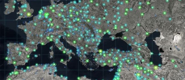 Glowing firefly symbology on dark imagery basemap