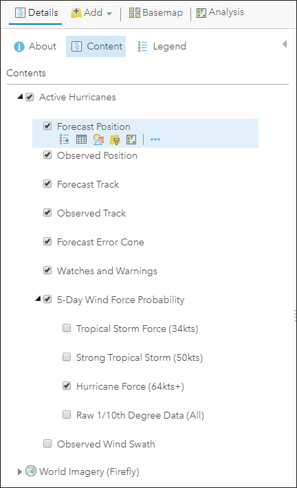 layers in active hurricane live feeds