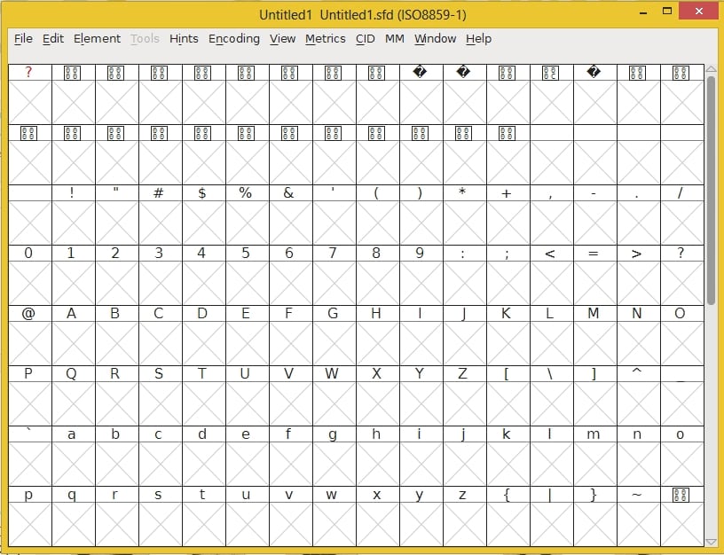 FontForge empty grid FontForge empty grid