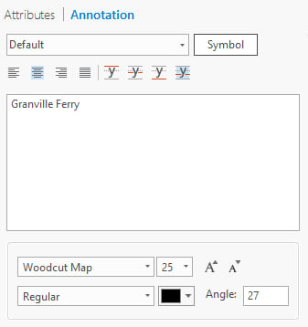 Annotation attributes pane Annotation attributes pane