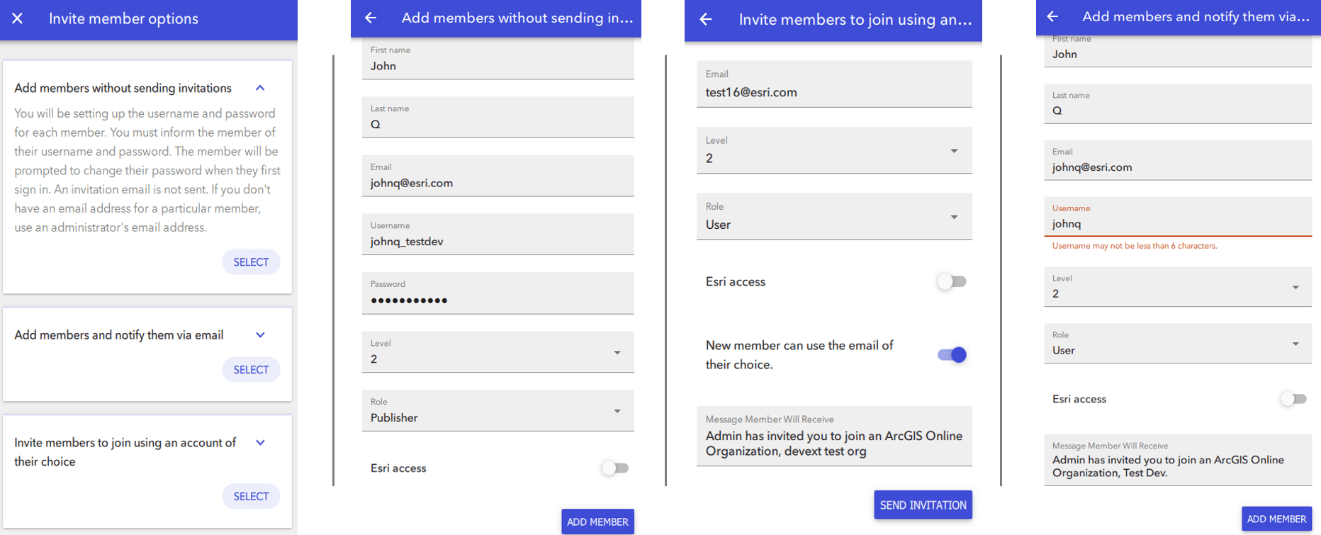 ArcGIS Companion - Invite member options ArcGIS Companion - Invite member options