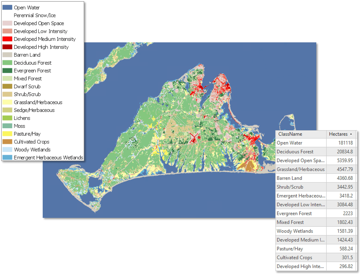 Land Cover Classification in Martha's Vineyard (NLCD 2011)