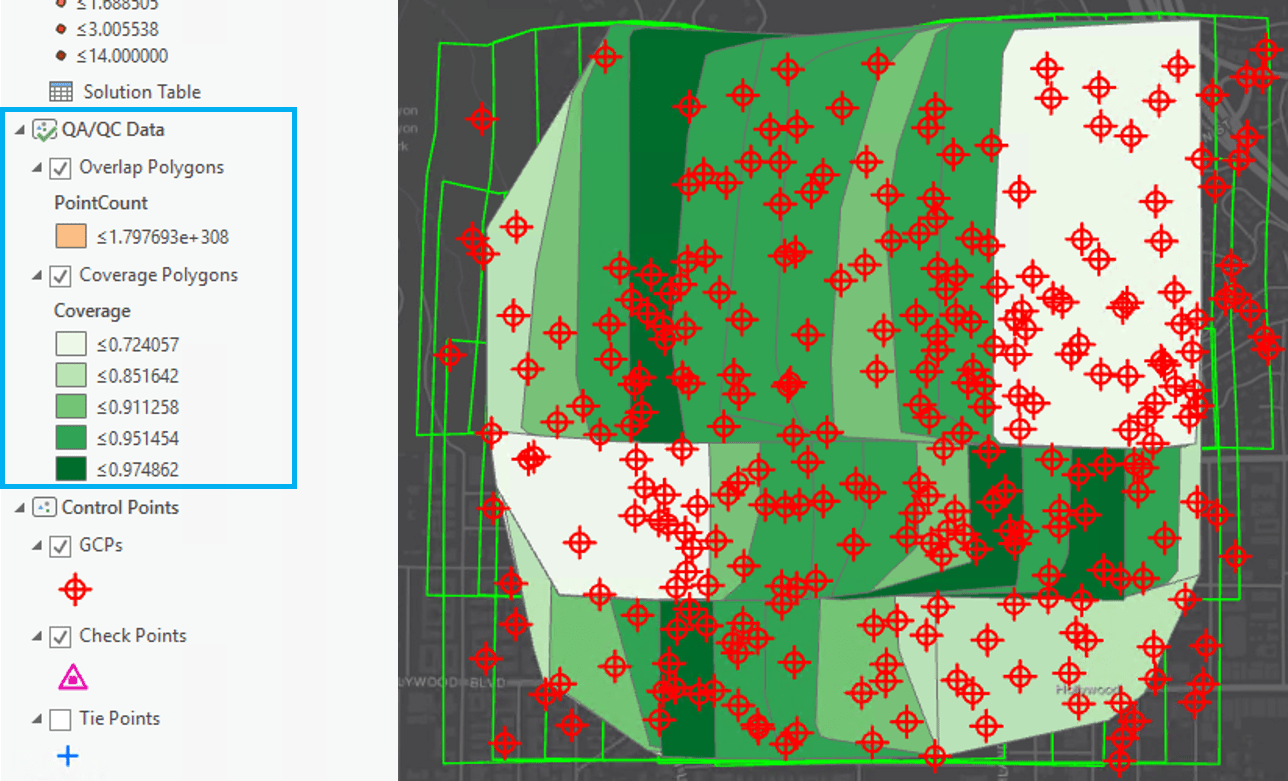 QA/QC outputs in the ortho mapping workspace