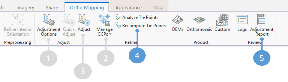 Analyze tie points and open the adjustment report