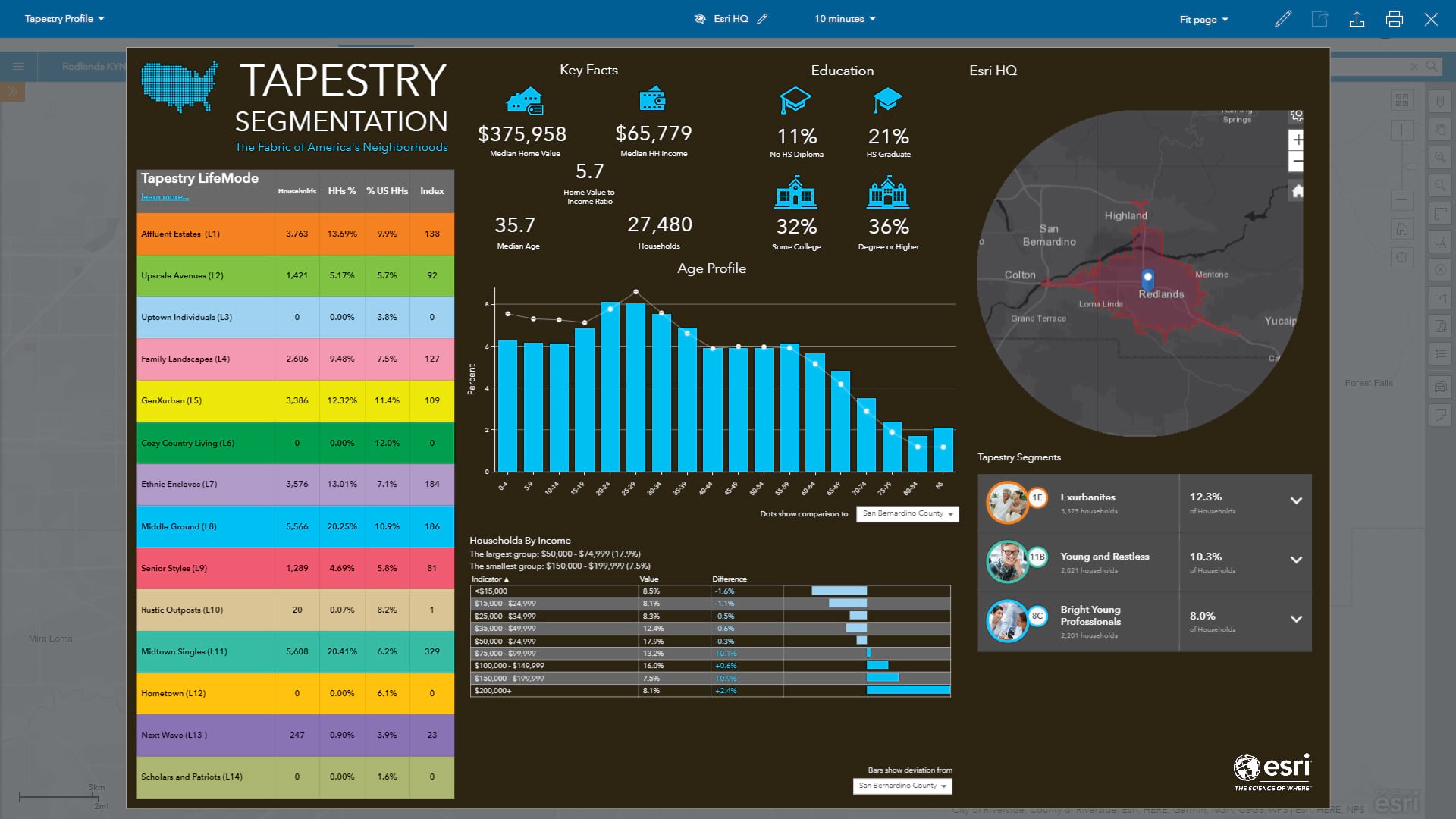 Esri's Template Tapestry Profile Infographic