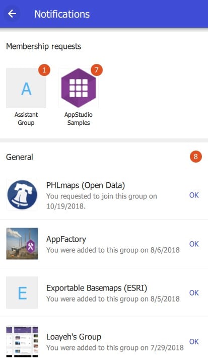 ArcGIS Companion Notifications Page