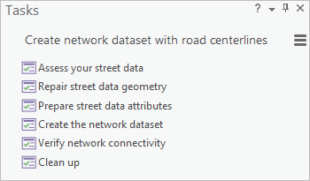 List of tasks to create a network dataset