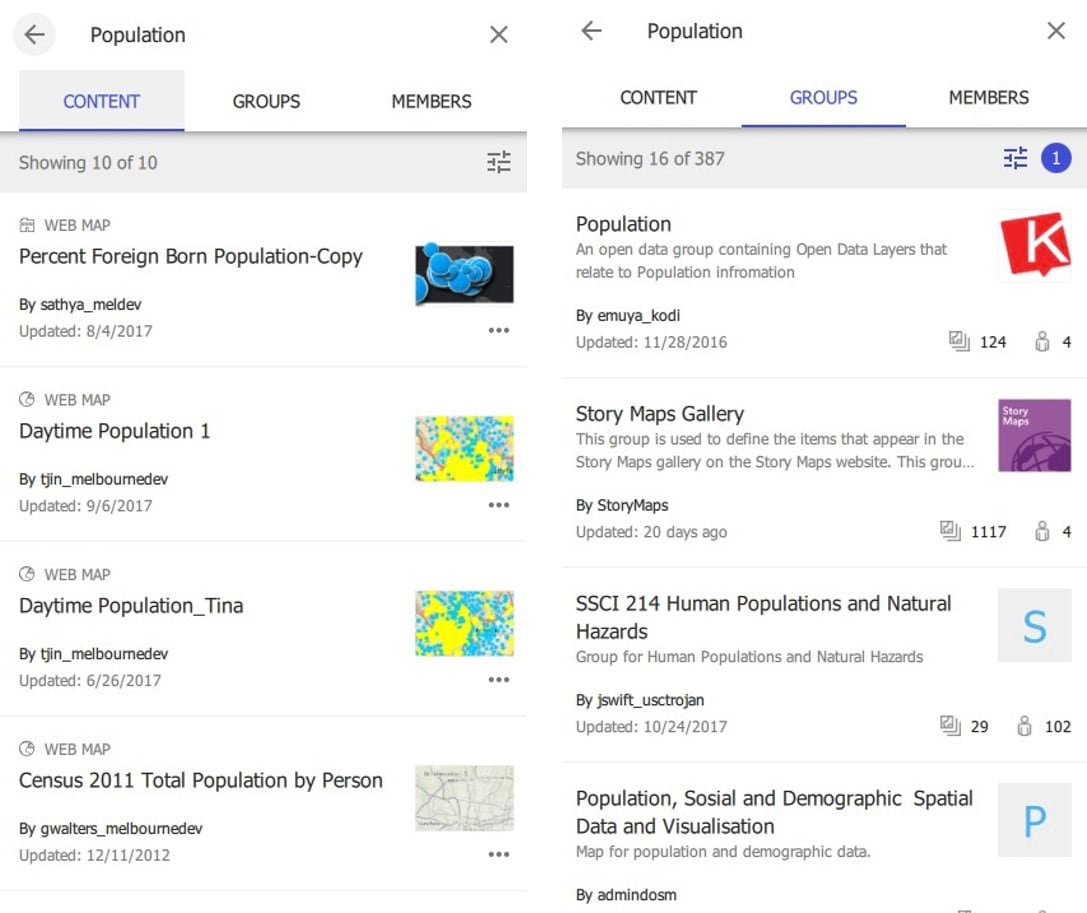 ArcGIS Companion Unified Search Page results
