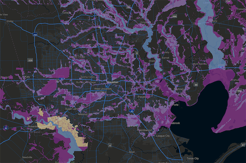 flood map of Houston, TX