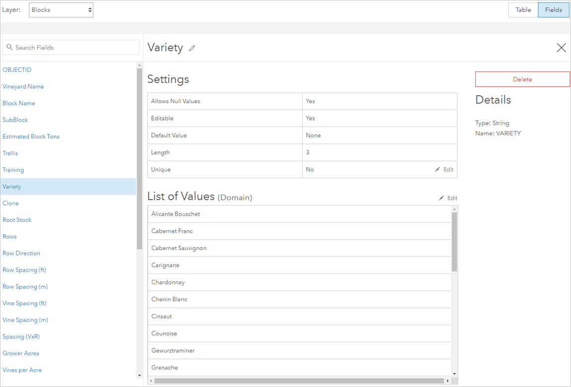 Blocks layer with new variety field