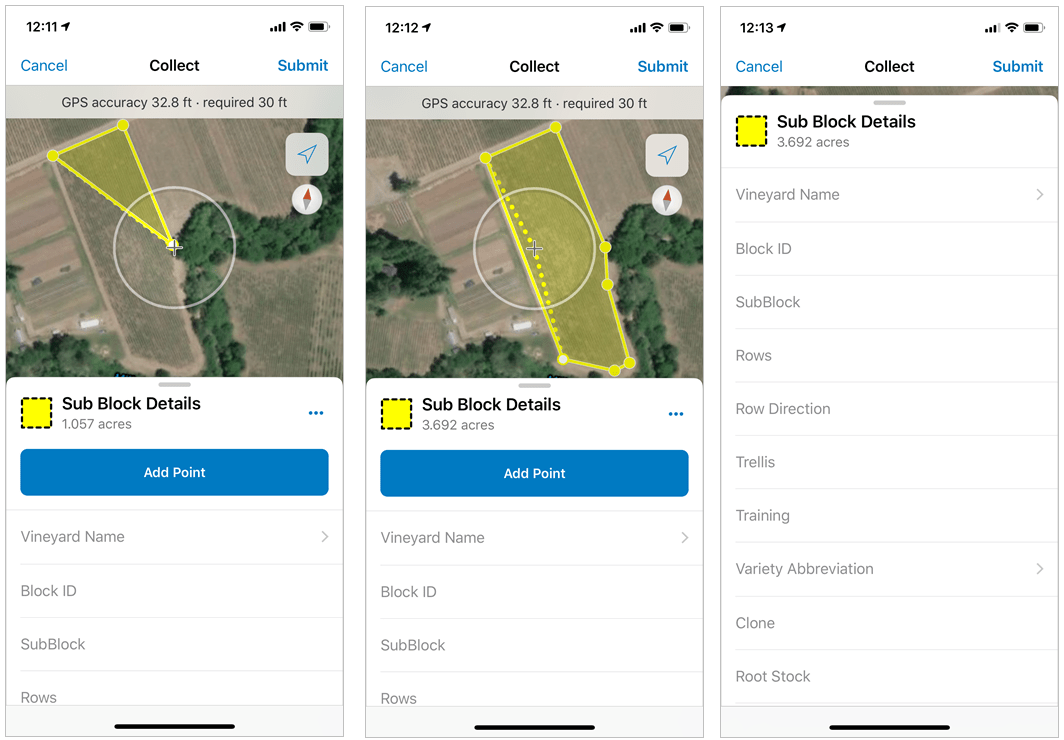 Sub block details in collector map