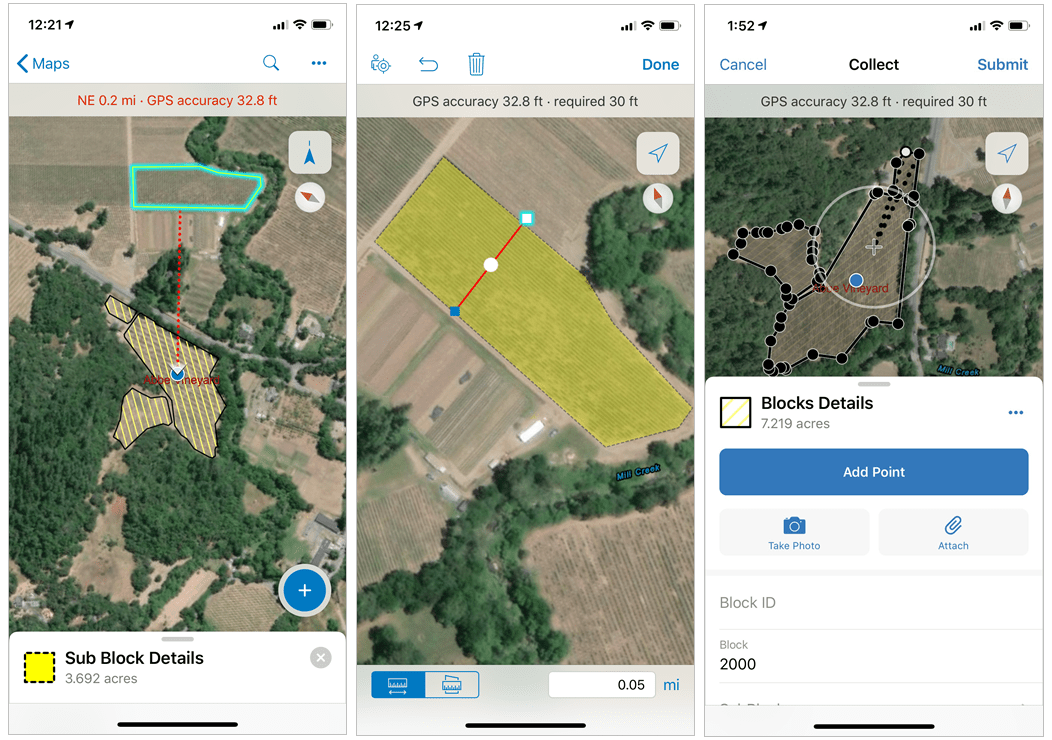 Measure and photo options in collector map