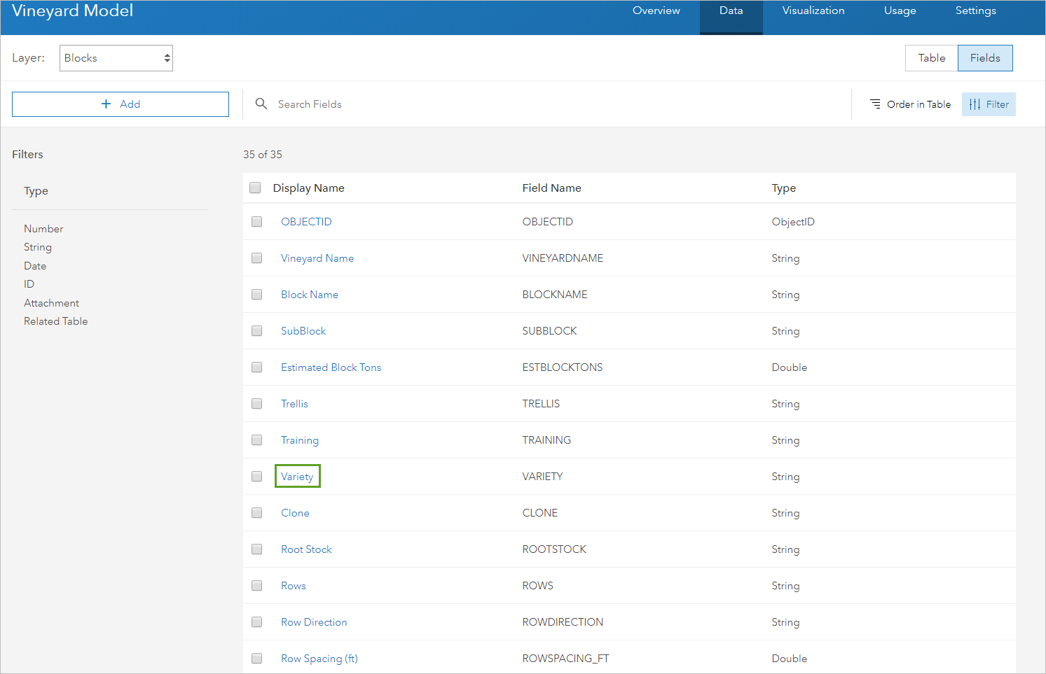 New field added to feature layer