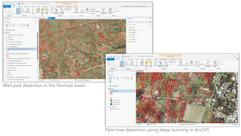 Well pad detection and palm tree detection using deep learning in ArcGIS