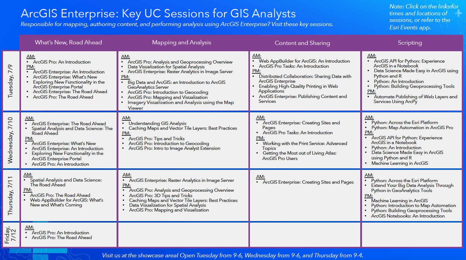 Come visit the ArcGIS Enterprise sessions at the 2019 Esri User Conference.