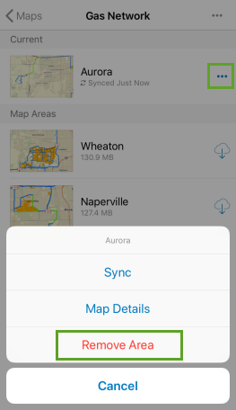 Remove the Aurora map area from your device Remove the Aurora map area from your device