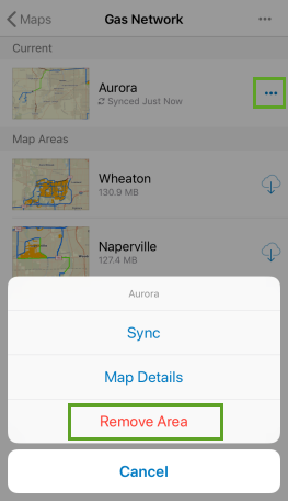 Remove the Aurora map area from your device