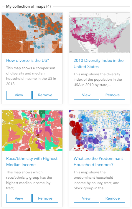 Screenshot of “My collection of maps”. Includes four maps in a 2x2 grid. Screenshot of “My collection of maps”. Includes four maps in a 2x2 grid.