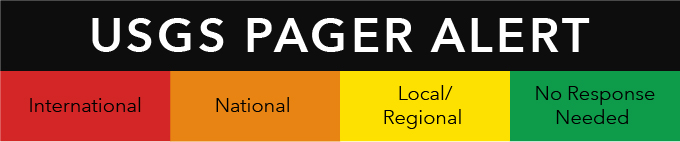 Graphic showing the USGS PAGER levels. Graphic showing the USGS PAGER levels.